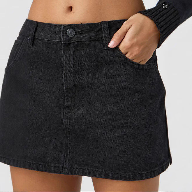 Dame Denim Minirok i vintage-inspireret look med slidte accenter Stilla