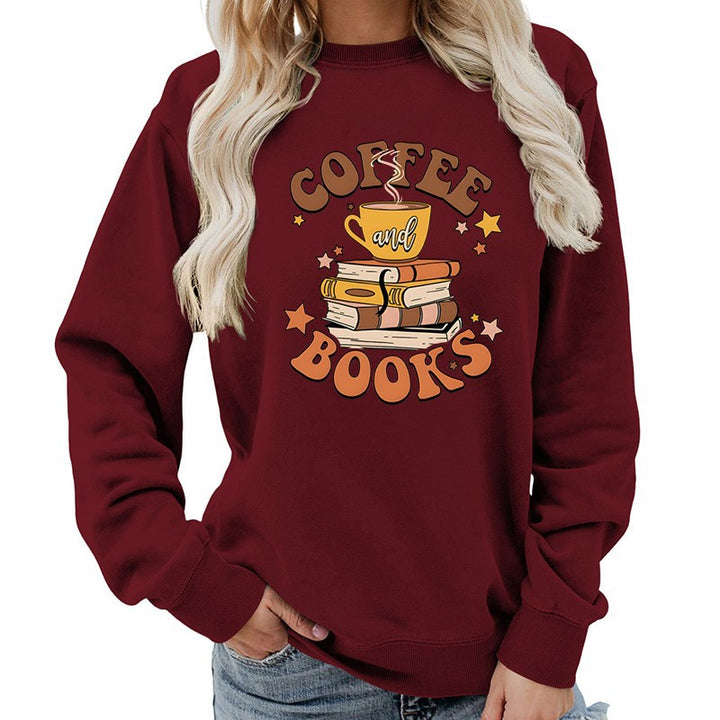 Dame sweatshirt med kreativ kaffe bog design Stilla