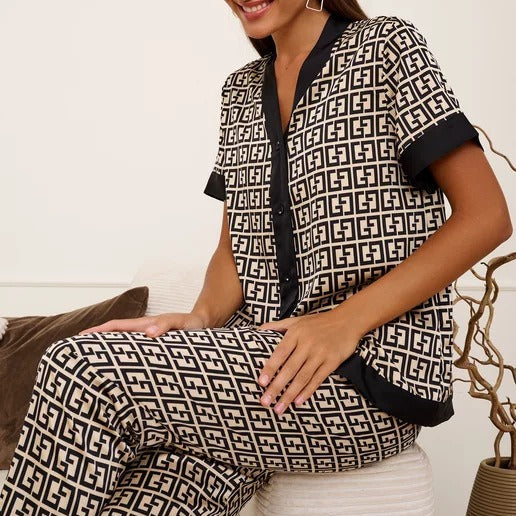 Dame Designer Pyjamasæt med kreativt mønster Stilla