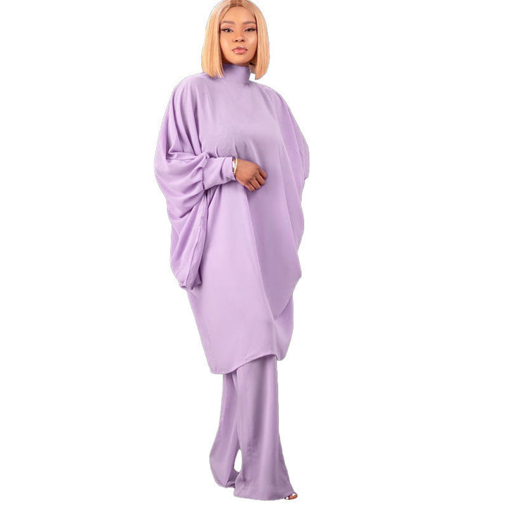 Stilla | Fashion Snøring Batwing Løs Ærme Bukse Sæt
