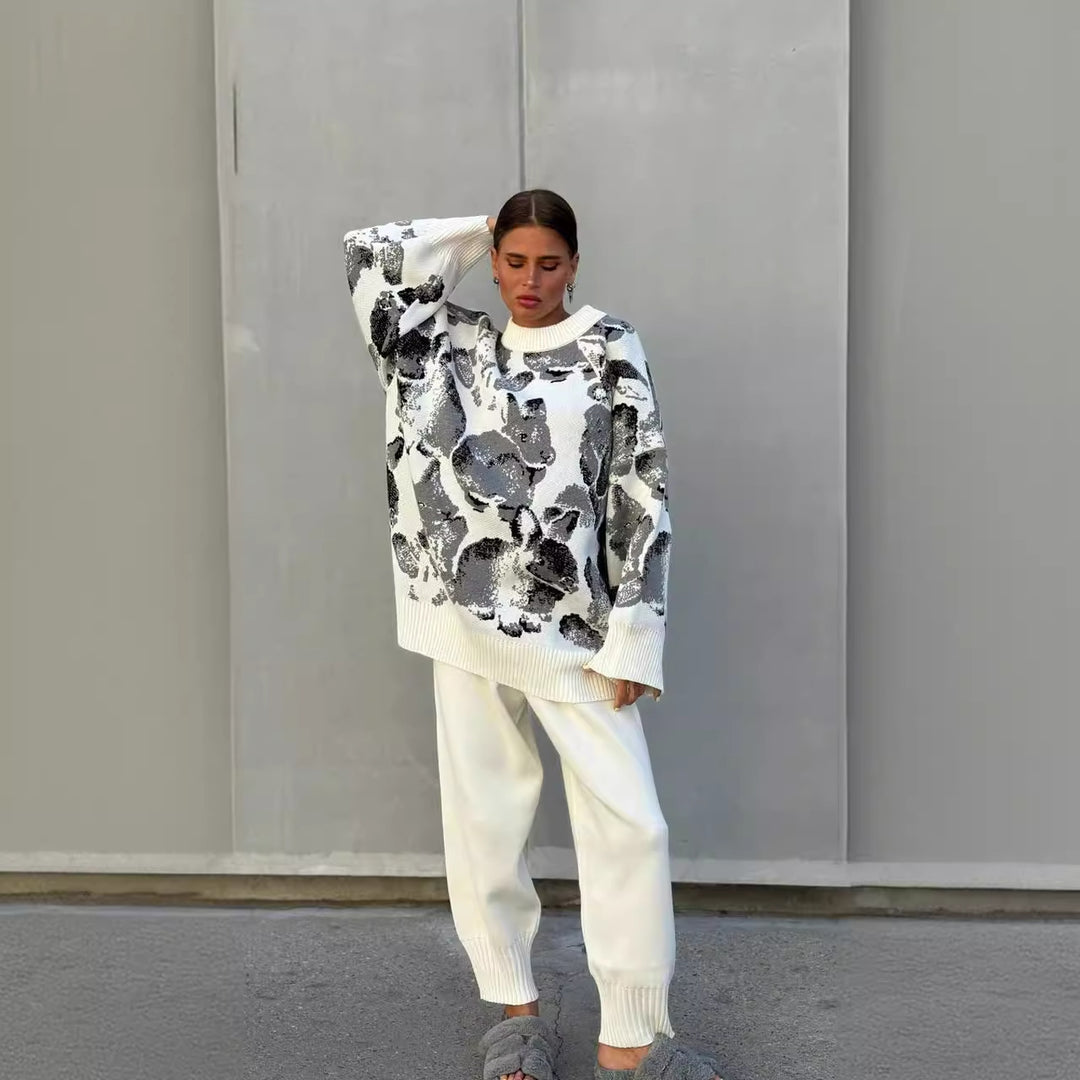 Kvinder Komfortabel Oversized Sweater med Unikt Mønster Stilla
