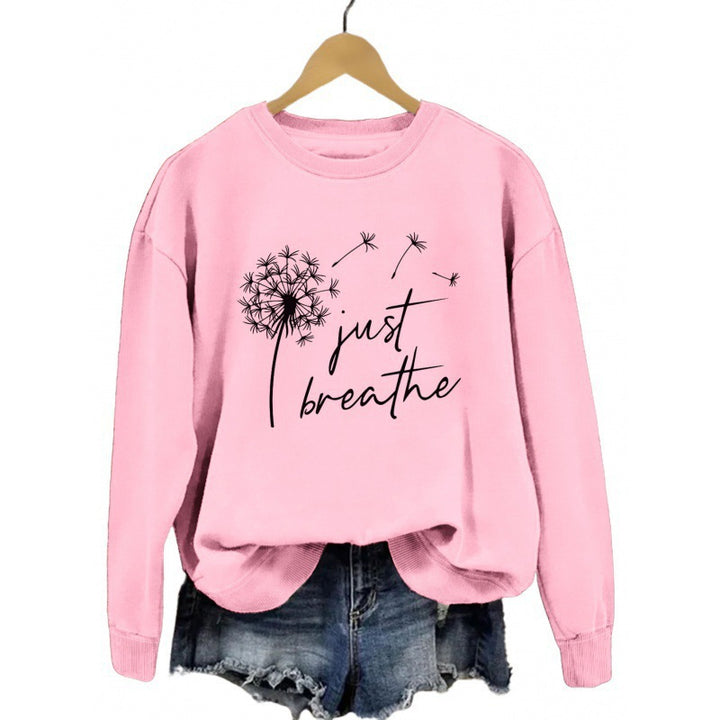 Kvinders sweatshirt med inspirerende mælkebøtte motiv Stilla