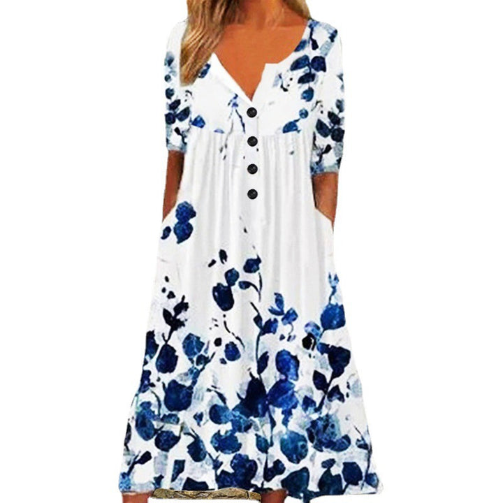 Dame sommerkjole i boho-stil med blomsterprint Stilla