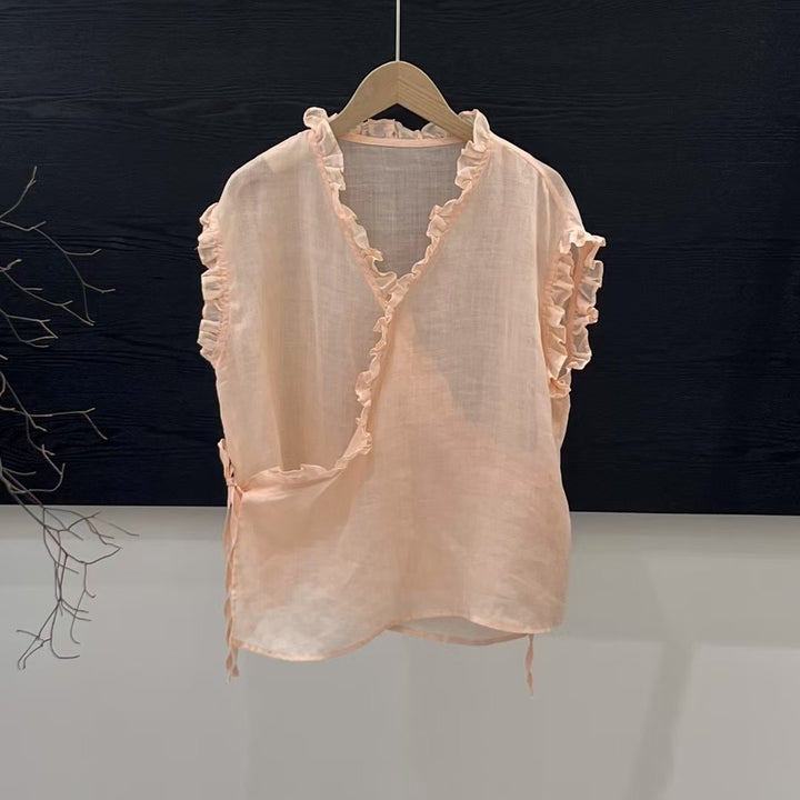 Femme Blød Rynke Indpakningsbluse Stilla