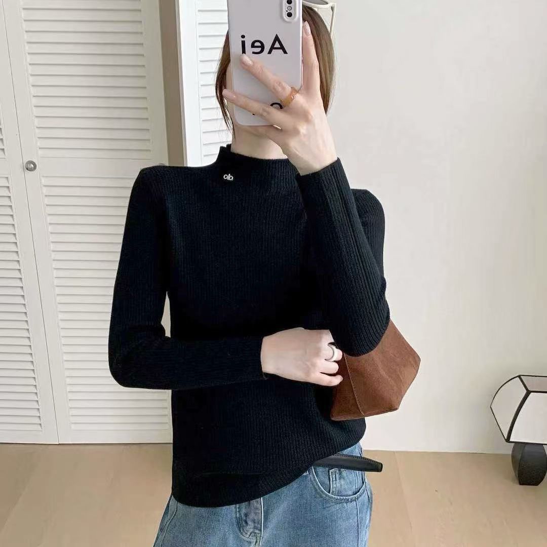 Kvindernes høj kvalitet ribbet sweater med stående krave Stilla