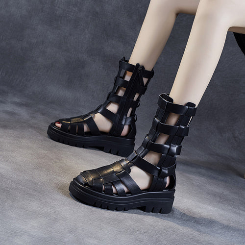 Dame Woven Open-Toe Ankel Støvler Stilla