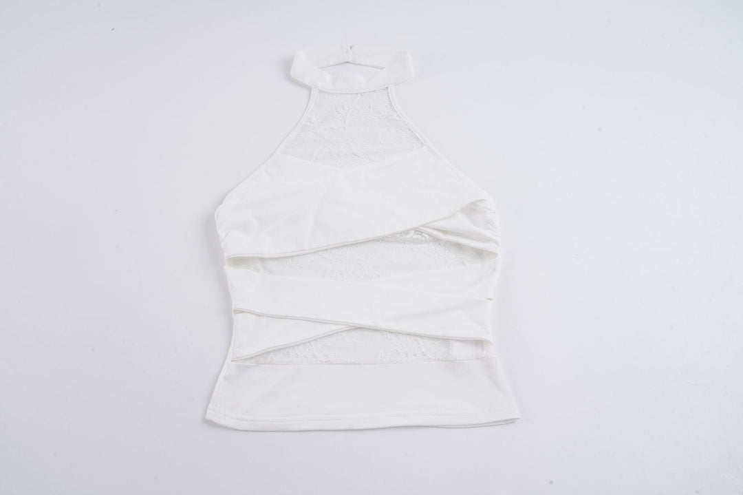 Damer Halter-top med elegant blonder og udsøgte flæsedetaljer Skovae
