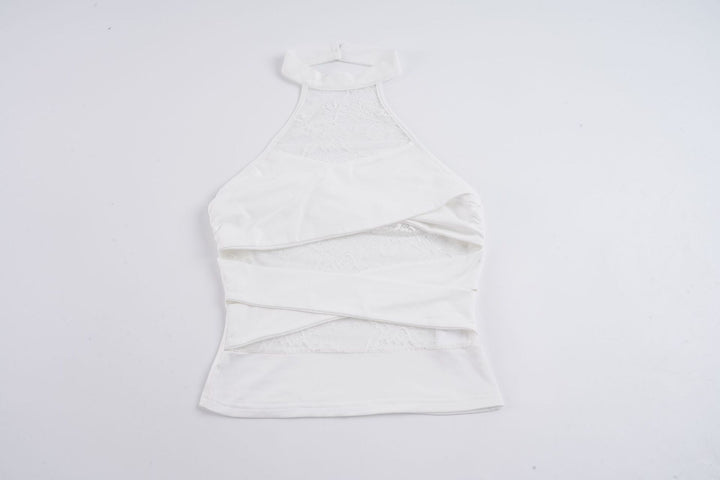Damer Halter-top med elegant blonder og udsøgte flæsedetaljer Skovae