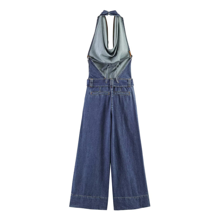 Dame jumpsuit med dyb V-udskæring og bredt ben Skovae