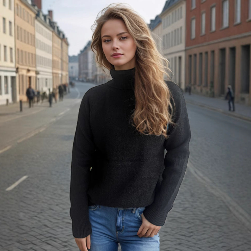 Dame hyggelig turtleneck sweater lavet af blød tekstur Stilla