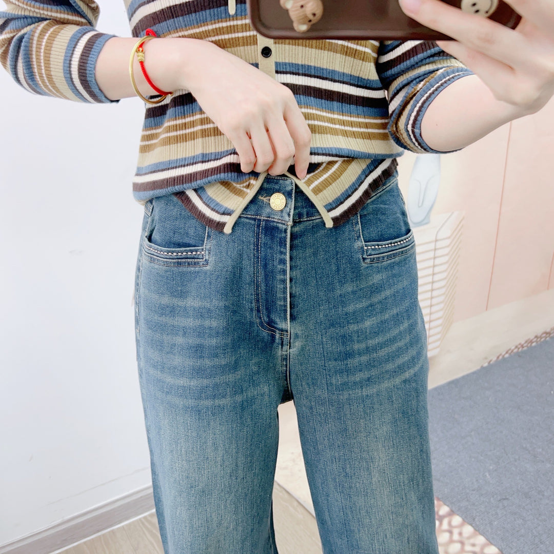 Dame Løse Høj Talje Jeans med afslappet snit og markant design Stilla