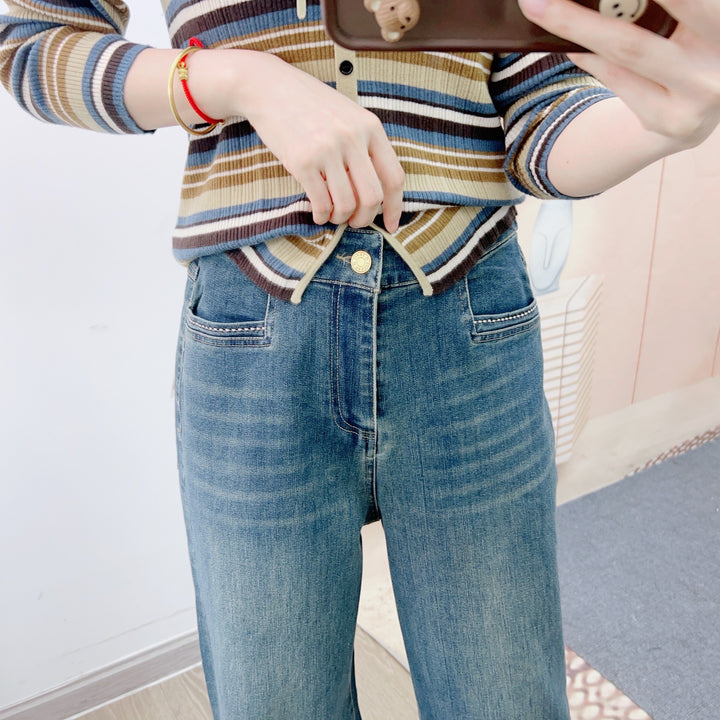 Dame Løse Høj Talje Jeans med afslappet snit og markant design Stilla