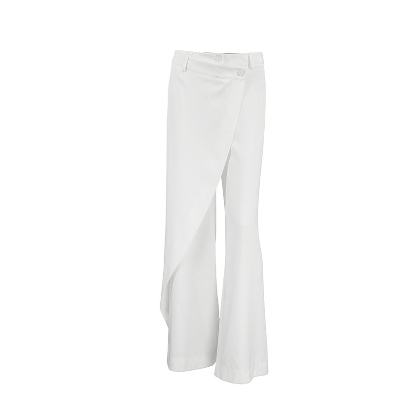 Dame elegant brede bukser med asymmetrisk snit og smart detalje Stilla