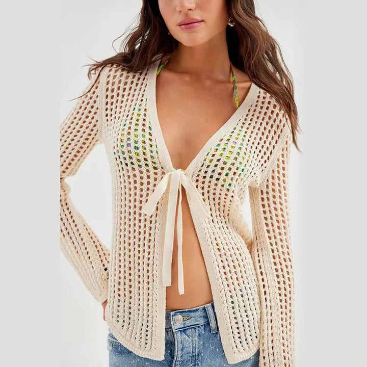 Kvinder Breezy Åben-Strik Cover-Up Cardigan Stilla