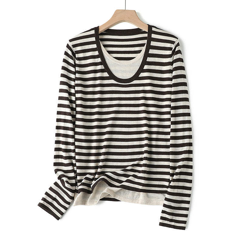 Femme Casual Relaxed Fit Stribet Langærmet Top Stilla