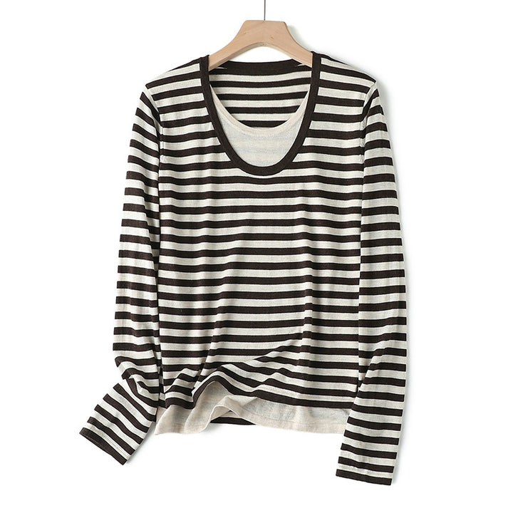 Femme Casual Relaxed Fit Stribet Langærmet Top Stilla