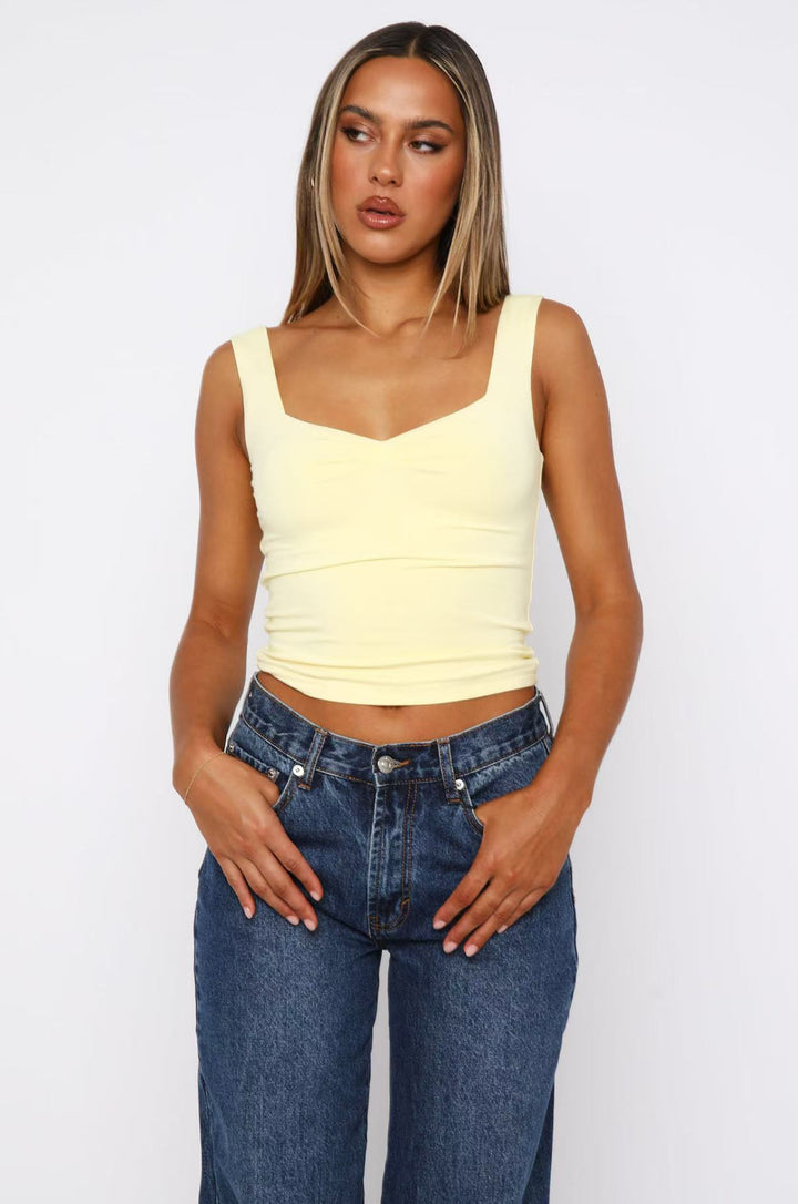 Dame figursyet Crop-Top med brede stropper og V-hals Skovae
