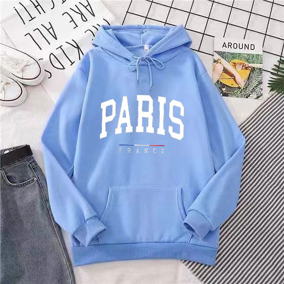 Dame hoodie med stort Paris print Skovae