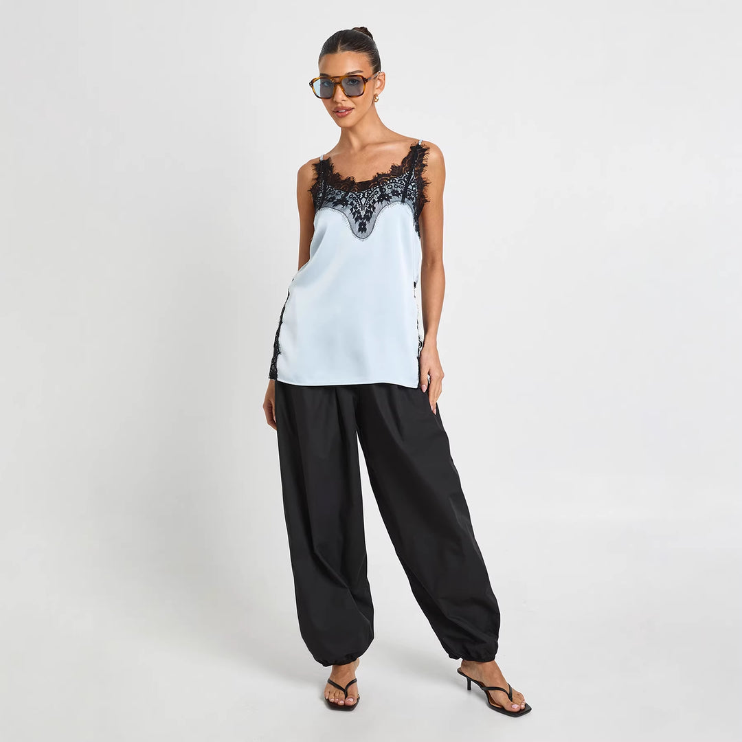 Dame Satin Cami med spidsdetaljer Skovae