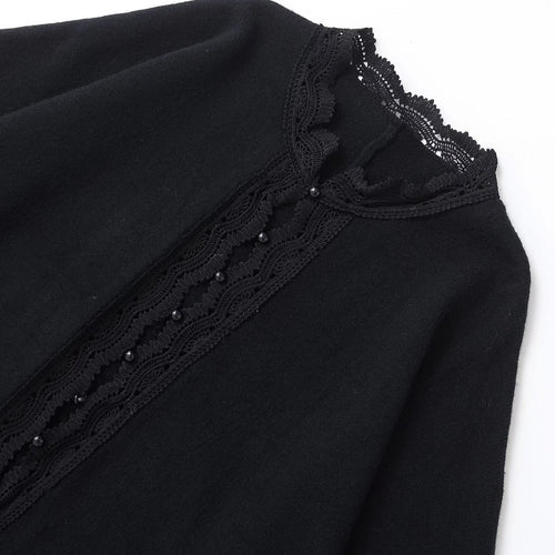 Dame Elegant Knap Cardigan med Spidskant Stilla