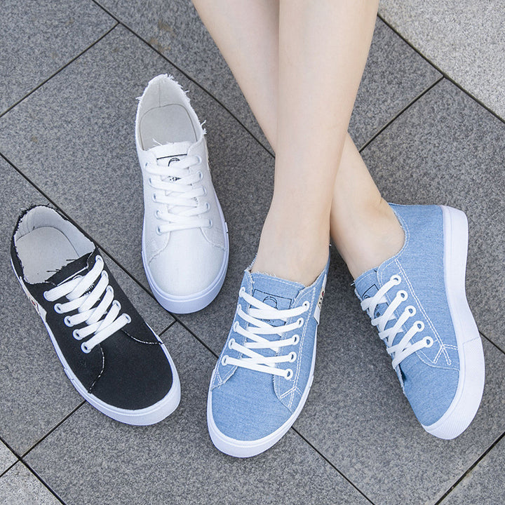 Femme Casual Canvas Sneakers med distressed detalje Stilla