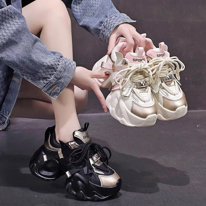 Dame Chunky Sneakers med tyk plateau og moderigtigt glimmer-detalje Stilla