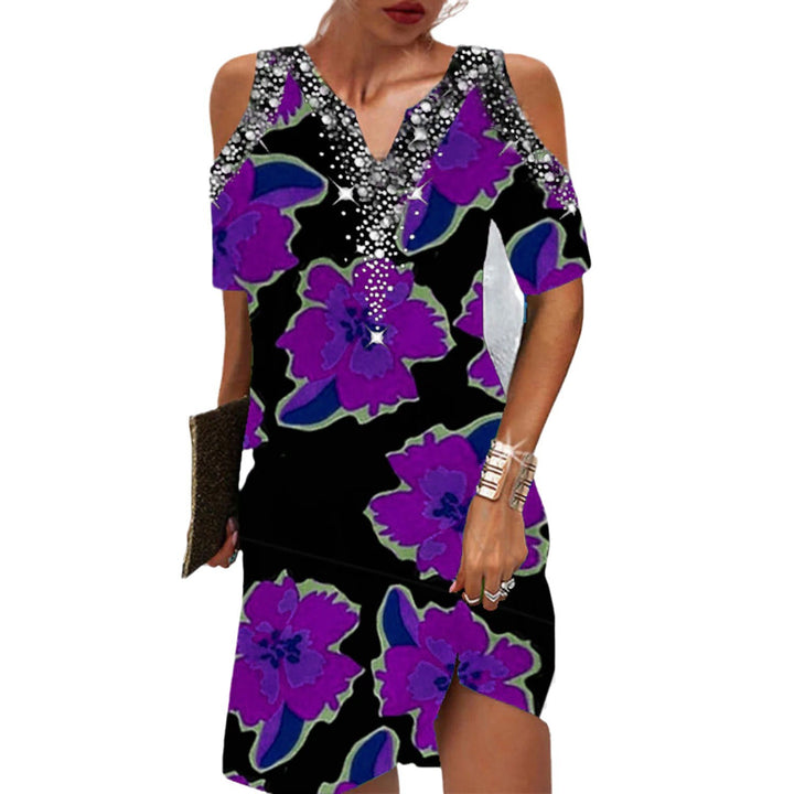 Dame Floral Print Kold Skulder Kjole Stilla