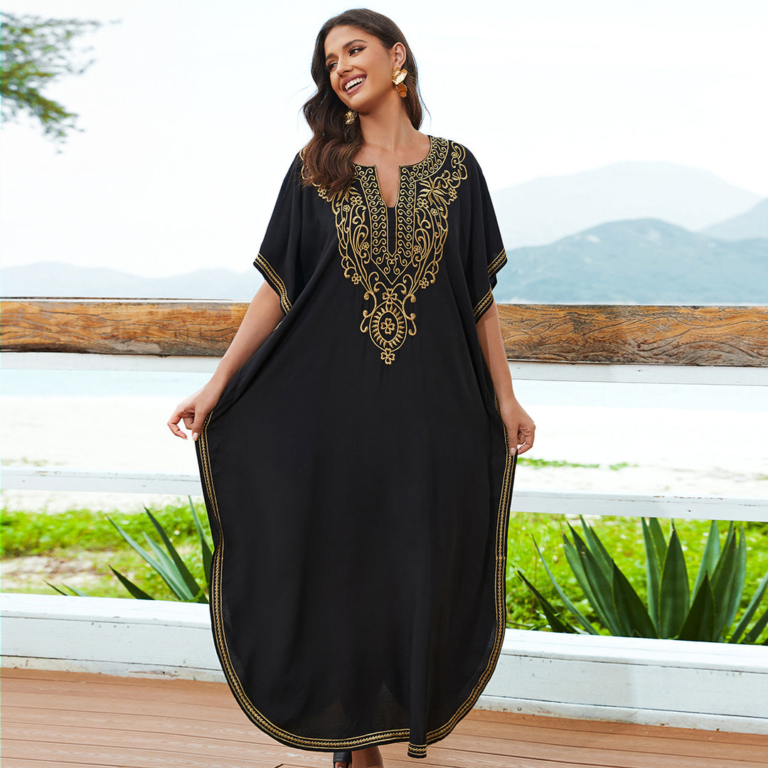 Dame Kaftan med kunstnerisk broderi og rummeligt snit Stilla