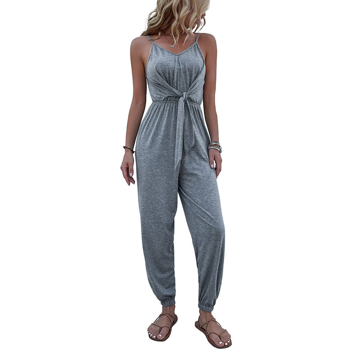 Dame afslappet jumpsuit med justerbare stropper og taljeknude Stilla