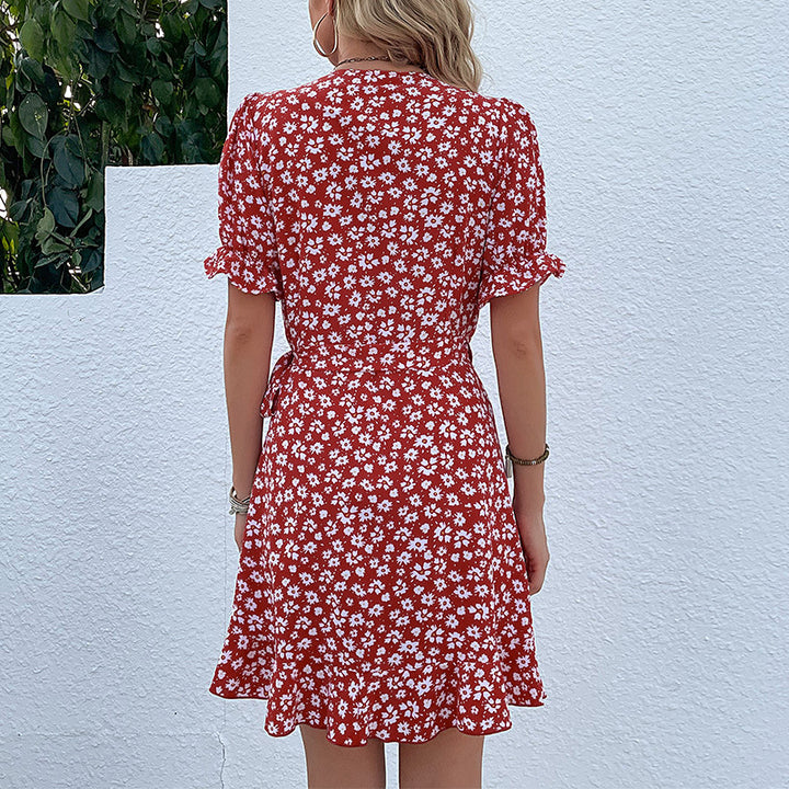 Dame Floral Wrap Mini Kjole Stilla