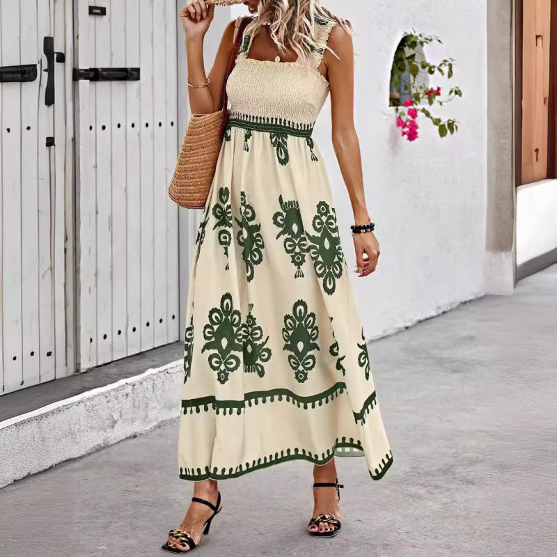 Dame High-Low Maxi Kjole med rynket top Stilla