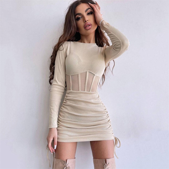 Dame Bodycon kjole med struktureret taljering og rynker Stilla