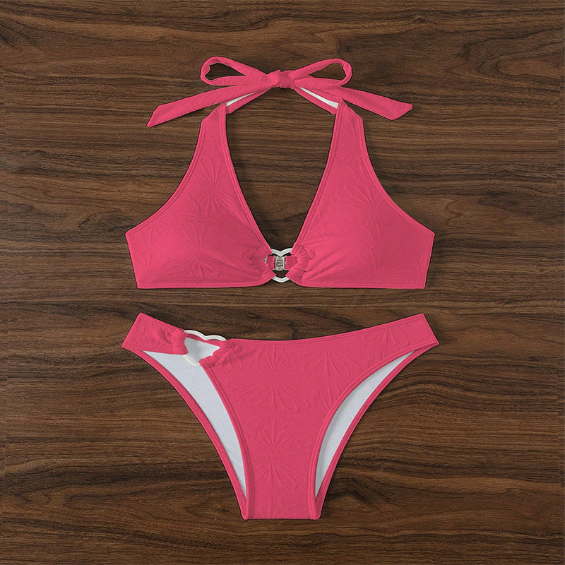 Dame trekants-bikini med dekorative hjerte detaljer og justerbare stropper Skovae