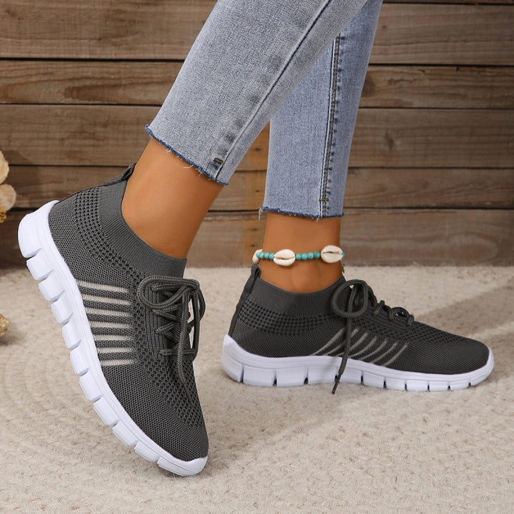 Dame åndbare sneakers med elastisk strikket overdel og skridsikker sål Stilla