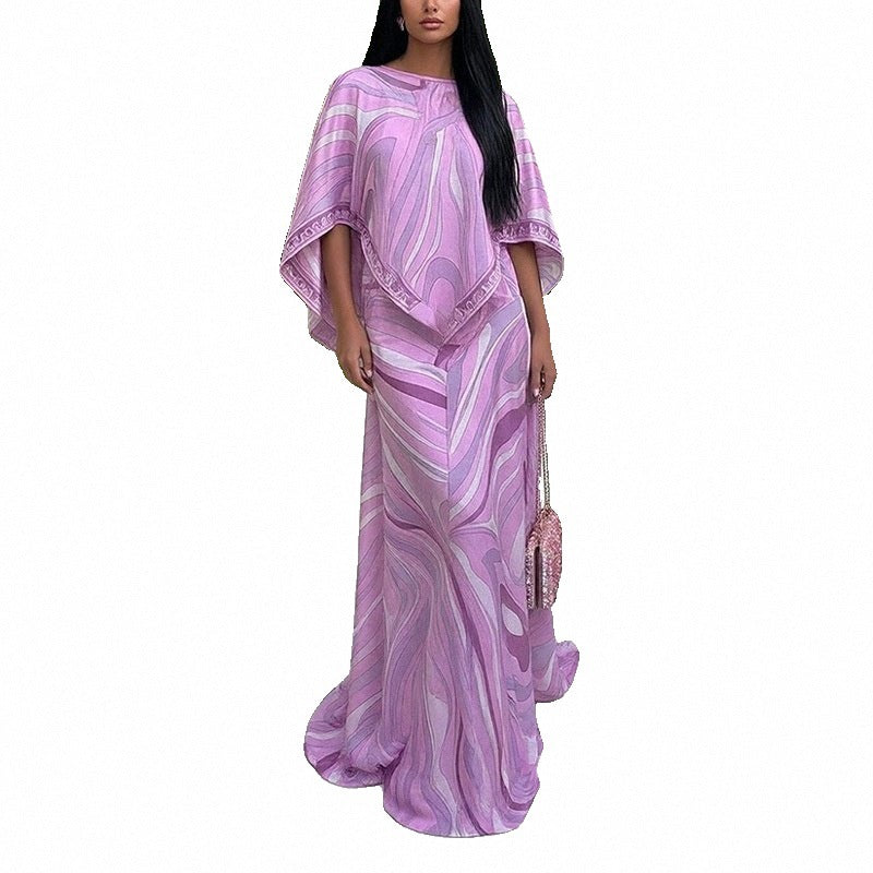 Kvinders Plus Size Maxi Kjole med Flydende Snit og Asymmetrisk Design Stilla