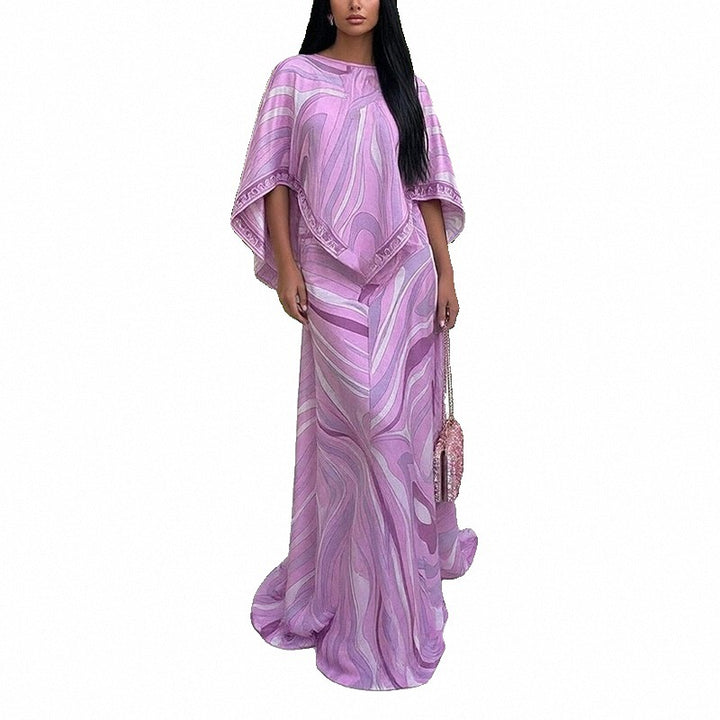 Kvinders Plus Size Maxi Kjole med Flydende Snit og Asymmetrisk Design Stilla