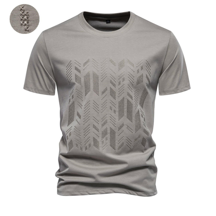 Herrer nan Rundhalsshirt i bomuldsblanding med geometrisk laserperforering og lige snit Skovae