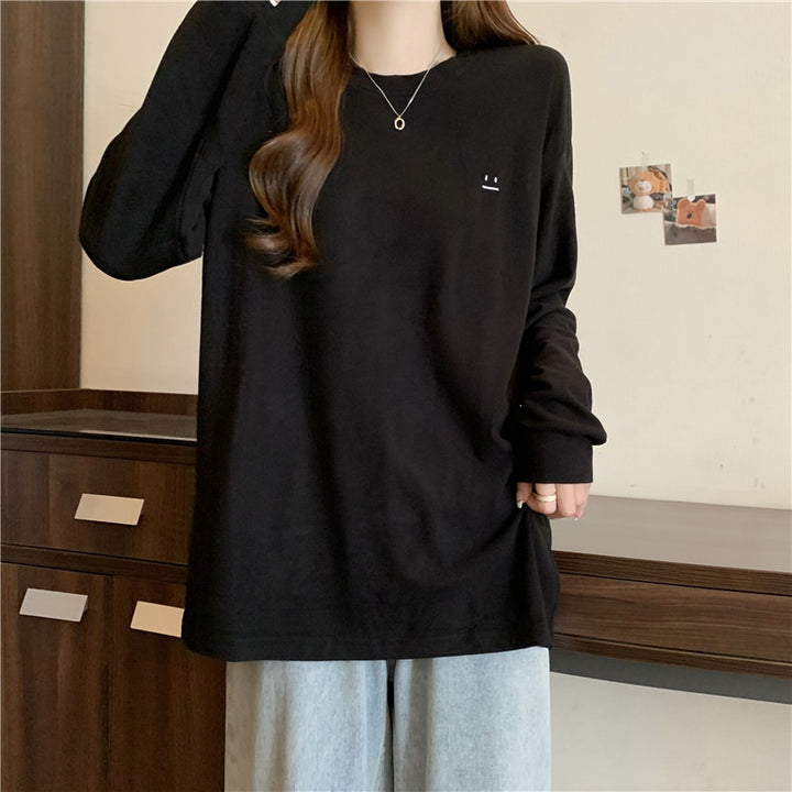 Dame Relaxed Fit Langærmet T-shirt med minimalistisk grafik Stilla