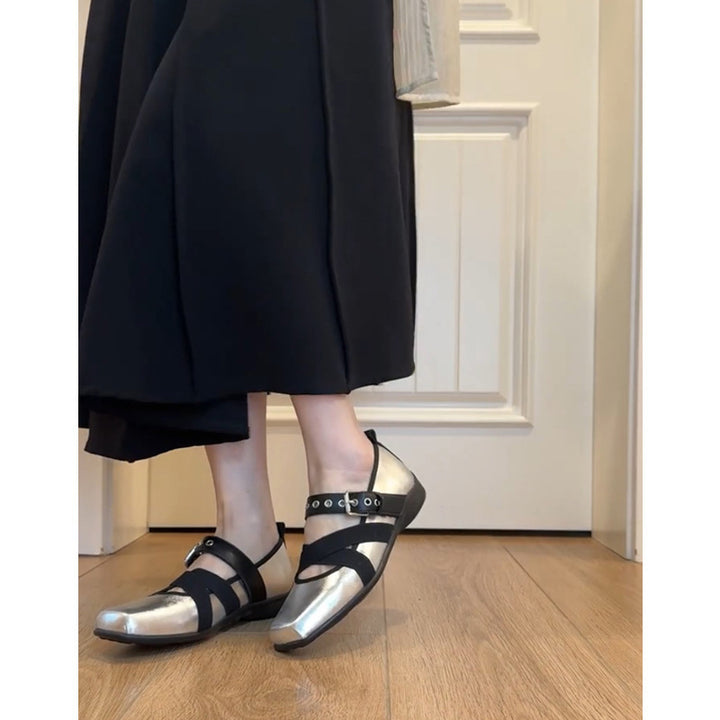 Dame Stylish Criss-Cross Mary Jane Flats Stilla