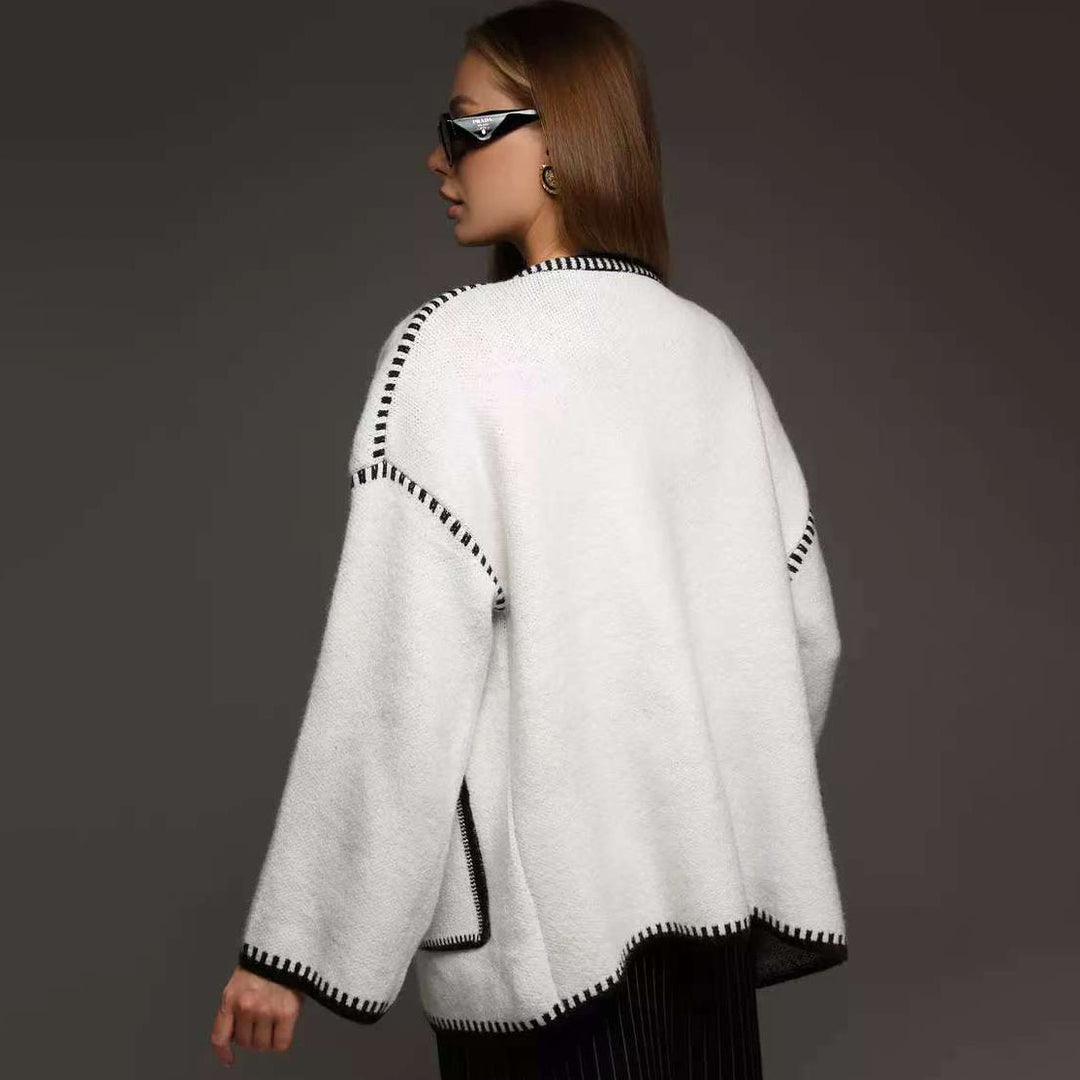 Femme Oversized Strikcardigan med bæltestedalje ved taljen Stilla