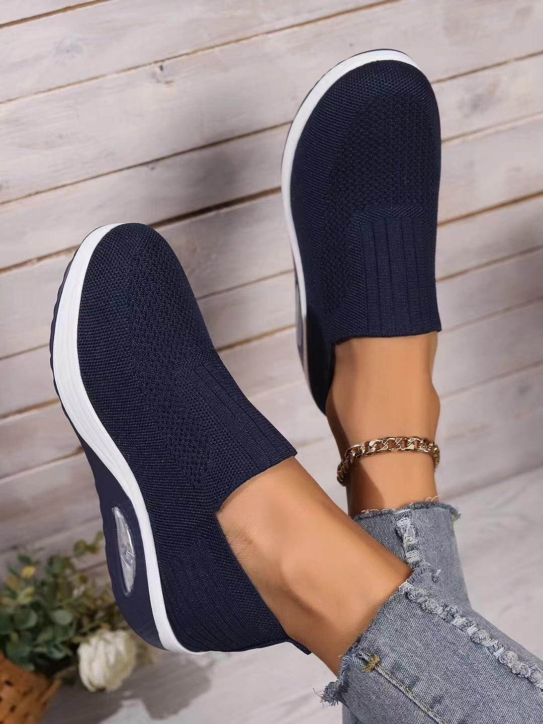 Dame Behagelige Slip-On Sneakers med åndbart overmateriale og Flex-Sål Stilla
