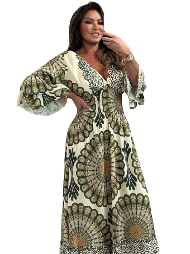 Dame Maxikjole med elegante mønstre Stilla