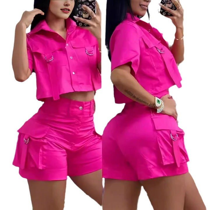 Dame Casual Crop Top og Shorts Sæt Stilla