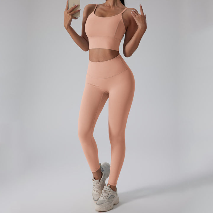 Dame Sporty Sæt med tætsiddende Top og Høj Talje-Leggings Stilla