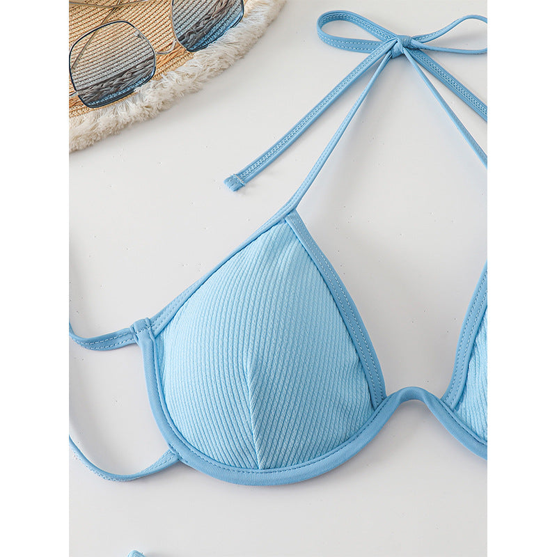 Dame justerbar off-shoulder ribbet bikini-sæt Stilla