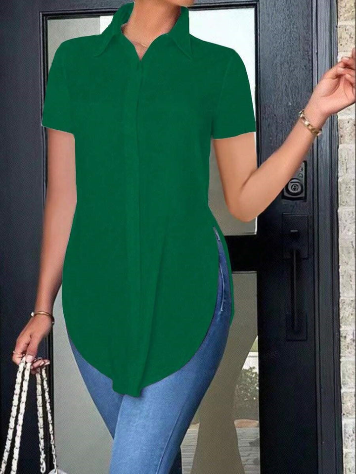 Dame Modisch Oversized-Skjorte med Sideslids Stilla