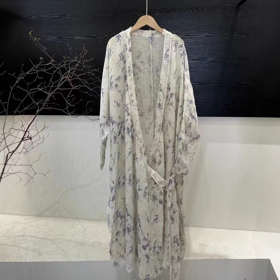Femme Stilfuldt Floral Print Kimono Kjole Stilla