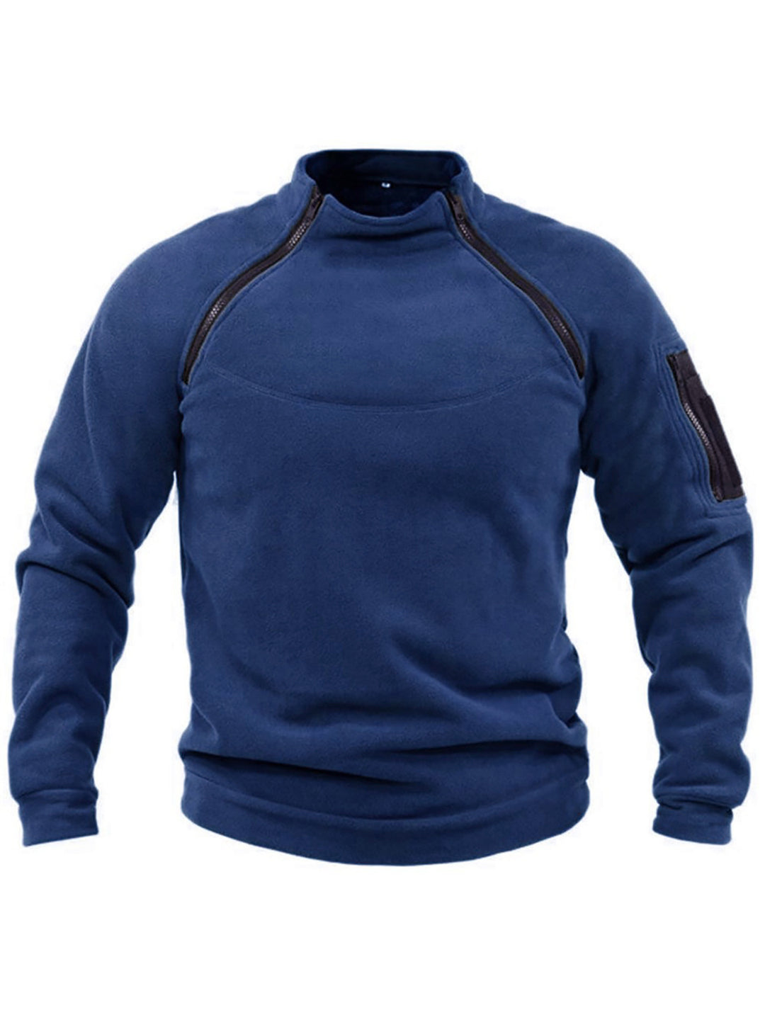 Herrer fleece-pullover med moderne ståkrave og praktiske lynlåslommer Stilla