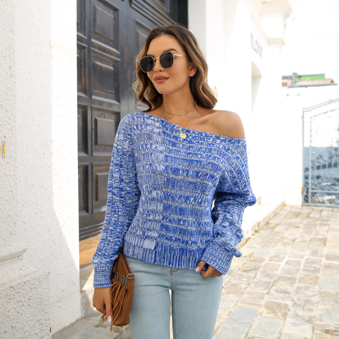 Damepullover med off-shoulder-udskæring og struktureret design Stilla