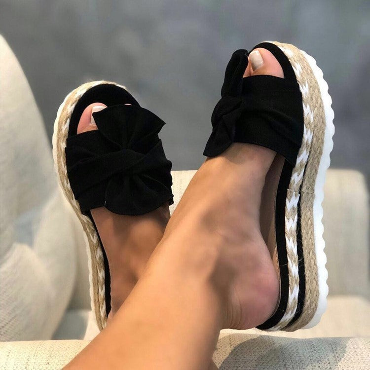 Dame Mode Wedge-sandaler med elegant sløjfe-design og høj sål Stilla